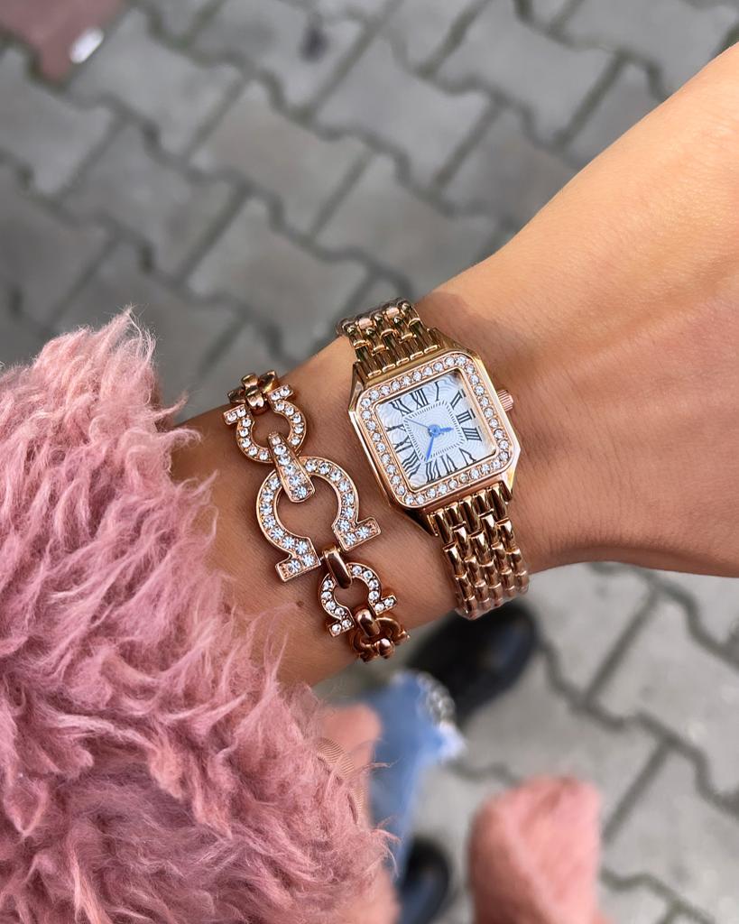 Kare Rose Gold İthal Kadın Saati