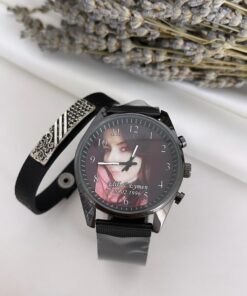 Tek Siyah Sevgili Saati Hasır Çelik Kordon