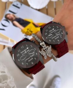 Bordo Siyah Tasarımlı Çift Saatleri