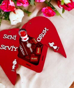 Seni Seviyorum Tahta Tekli Hediye Kalp Saat Kutu