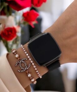Siyah Metal Kare Led Unisex Saat