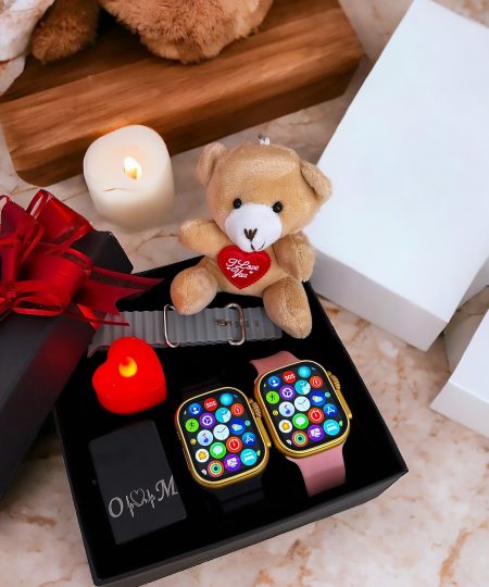 Dijital Unisex Çift Kol Saati Çakmak Hediyeli Kare Set Kutu