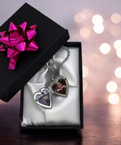 Çelik Kalp Kapaklı Resimli Kolye