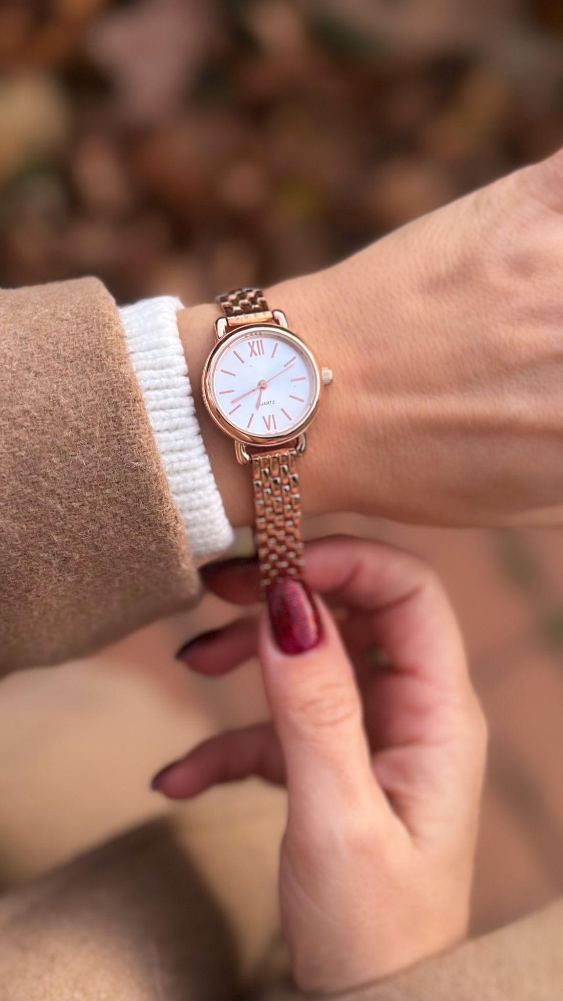 Retro Rose Gold Yuvarlak Kadın Kol Saati