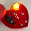 Siyah Led Tek Saat Kalp Set Kutu